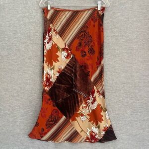XOXO Jeans Y2K Vintage 90s Midi Skirt Womens Medium Floral Stripe Patchwork Boho